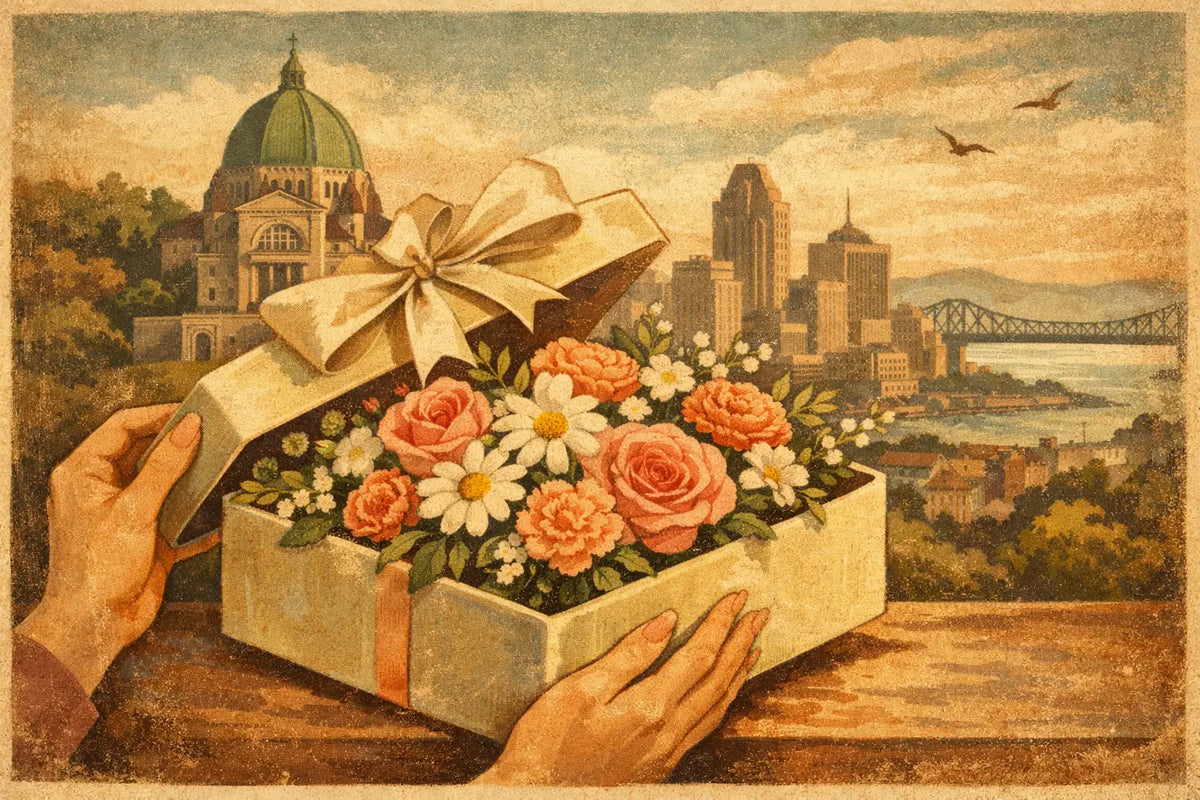 Une boîte fleurs cadeau à Montréal qui touche